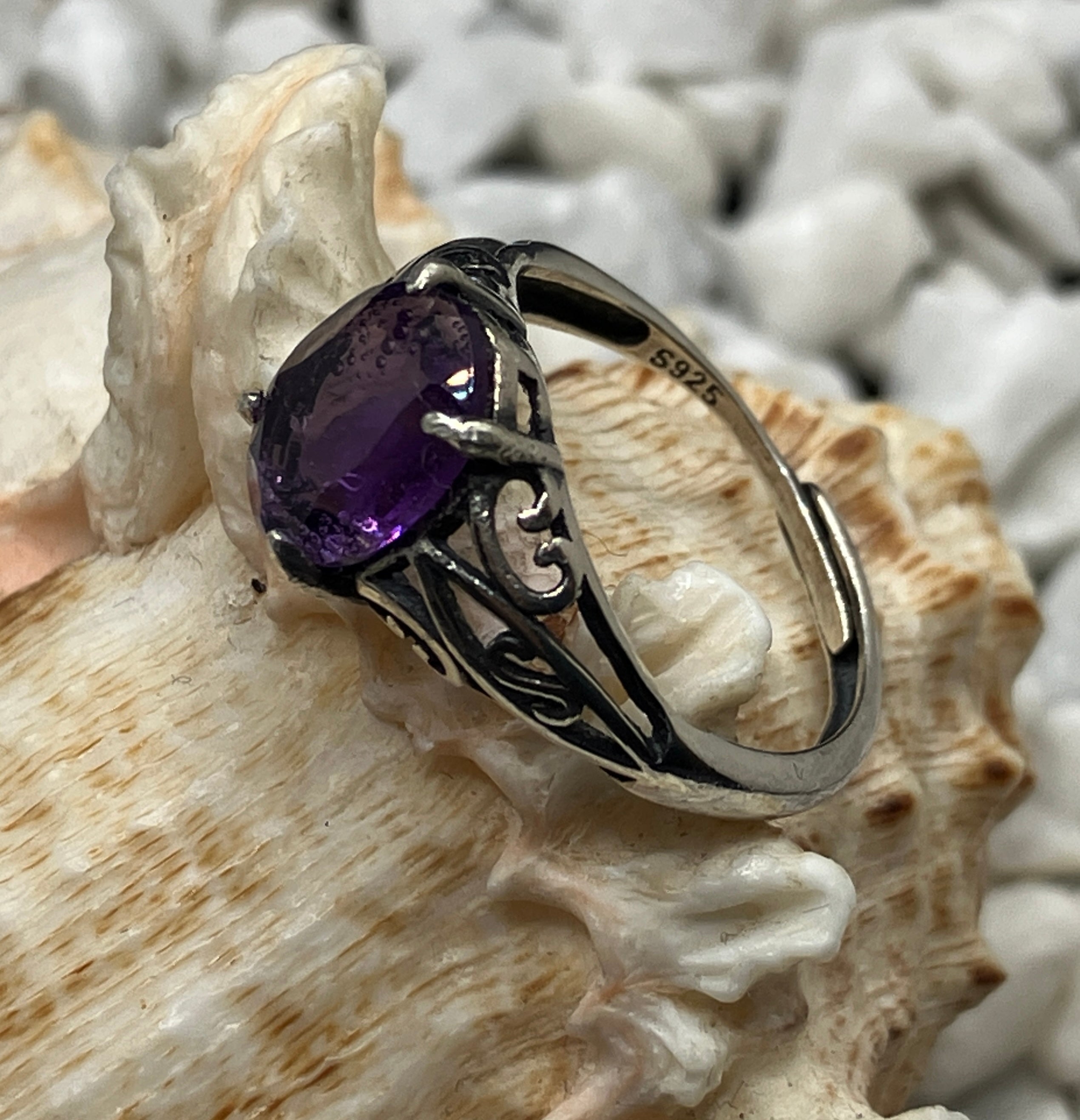 Amethyst Ring S925 verstellbar